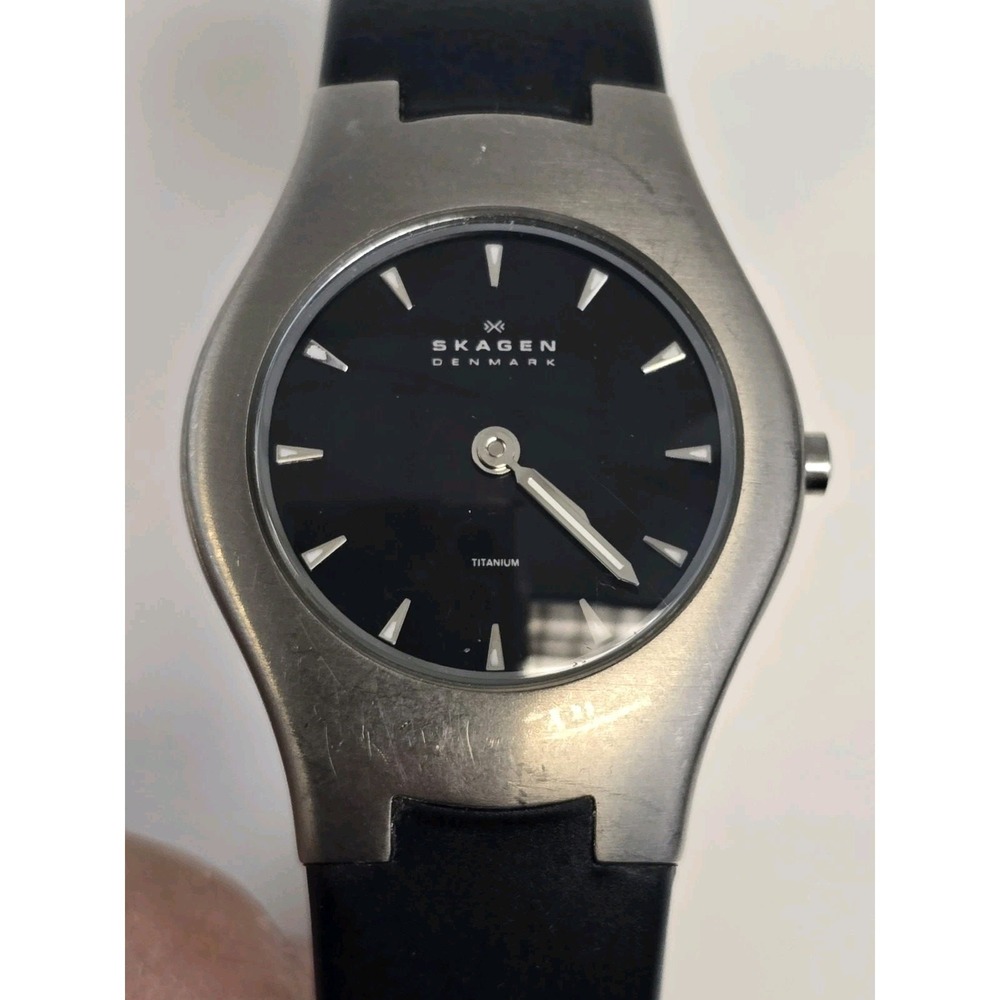 Skagen Denmark, Petite Ladies Silver Tone Watch, 7.5" Silicon Band, 235STRB